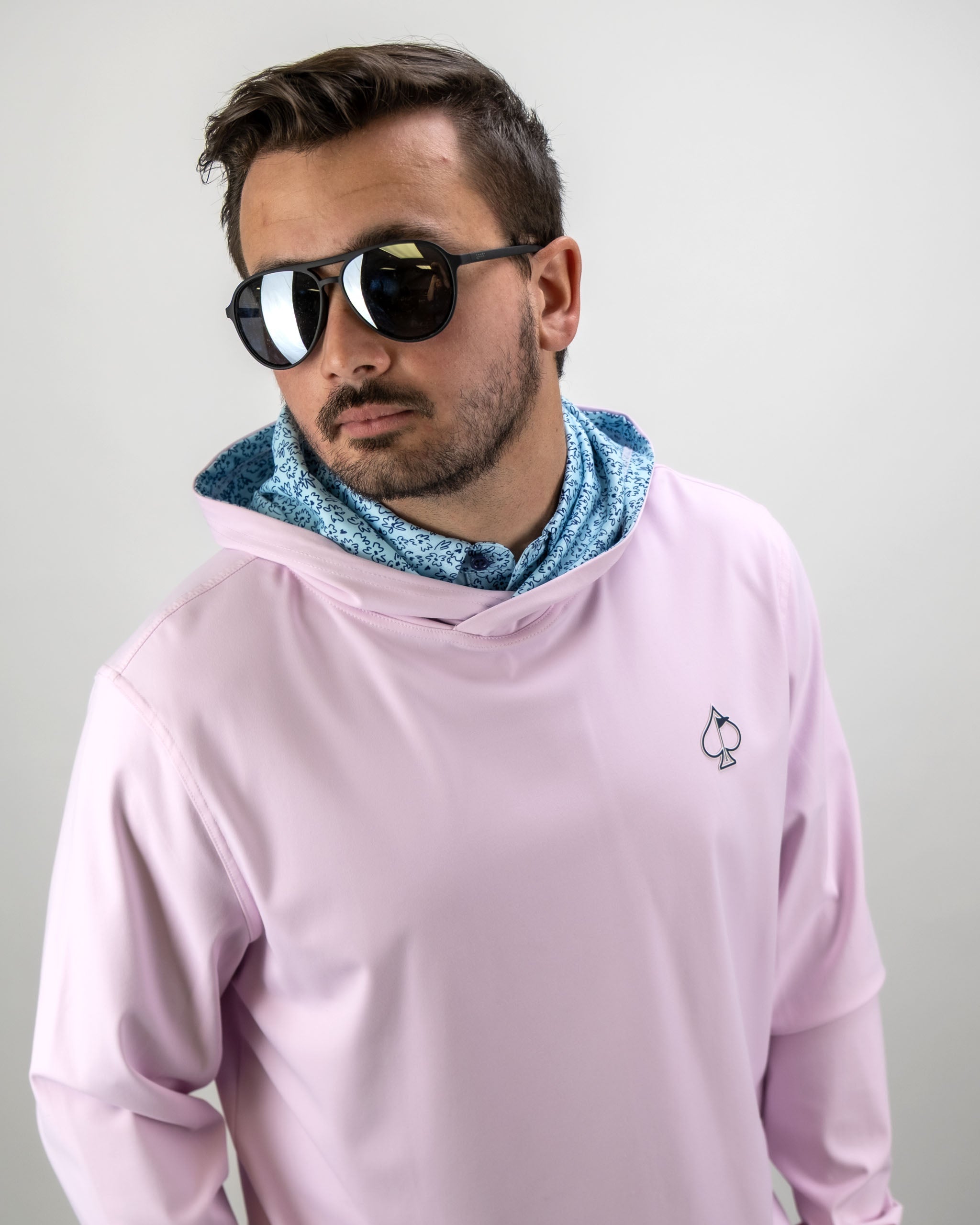 AM1.Performance Golf Hoodie - Flower Doodle Blue