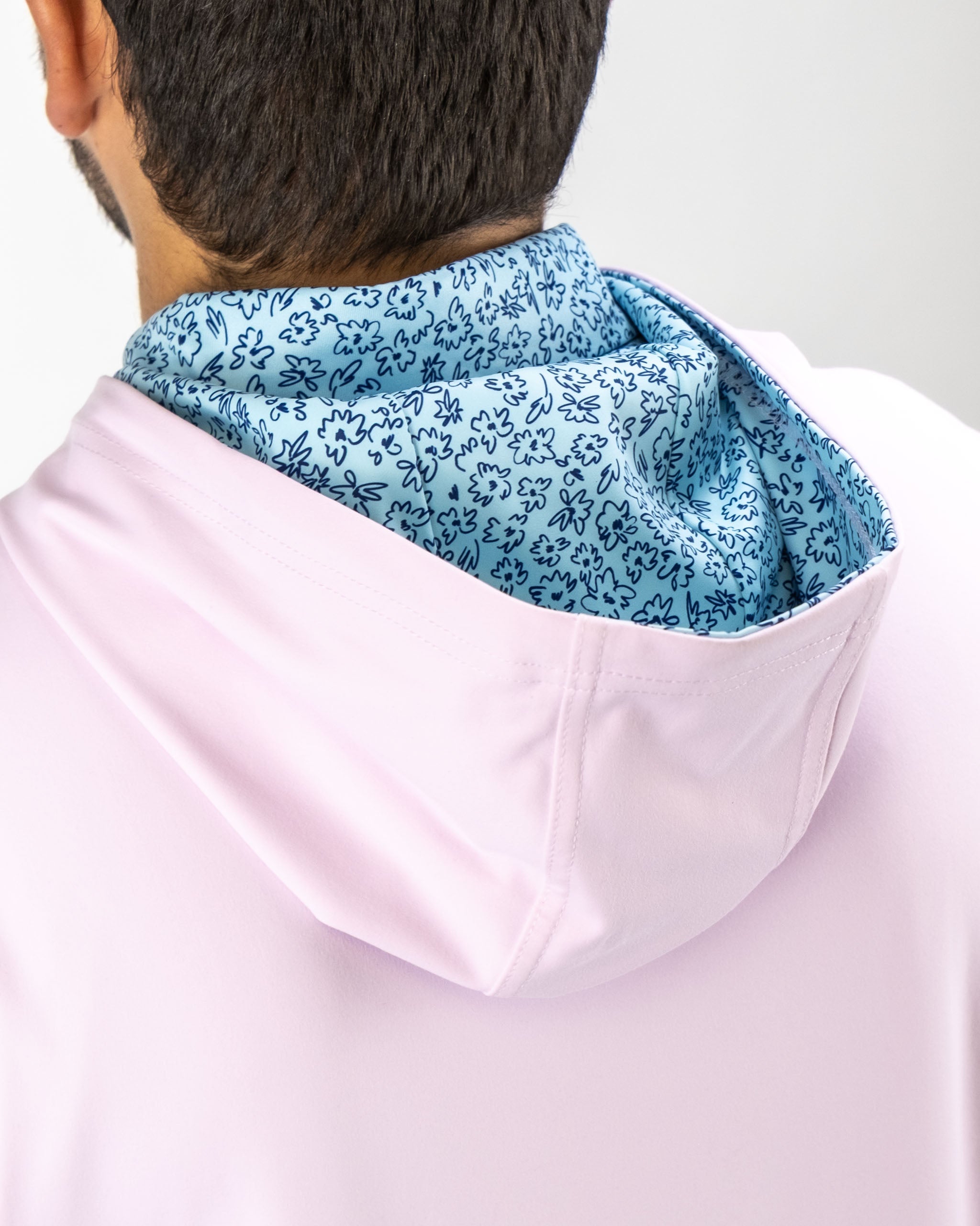 AM1.Performance Golf Hoodie - Flower Doodle Blue