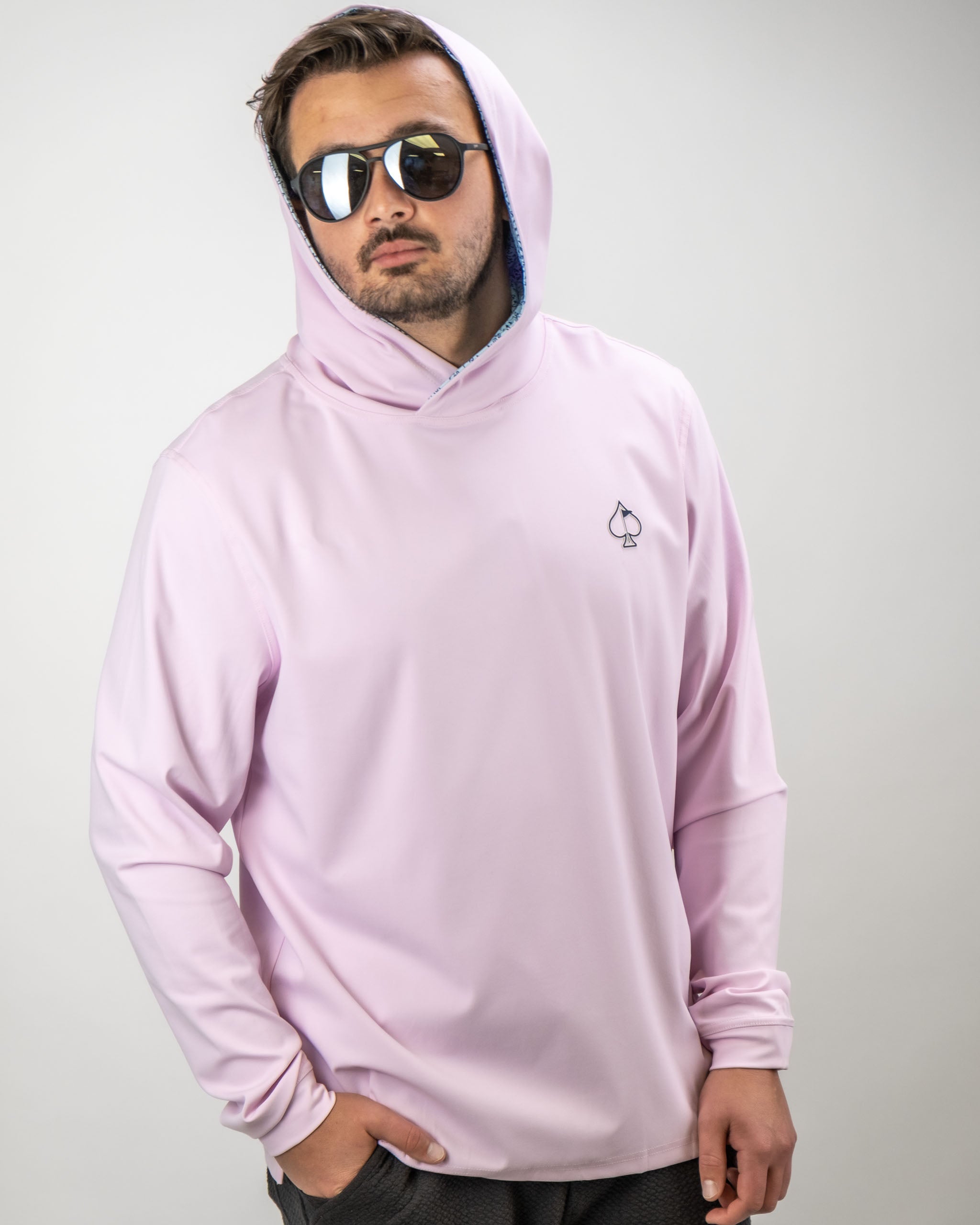 AM1.Performance Golf Hoodie - Flower Doodle Blue