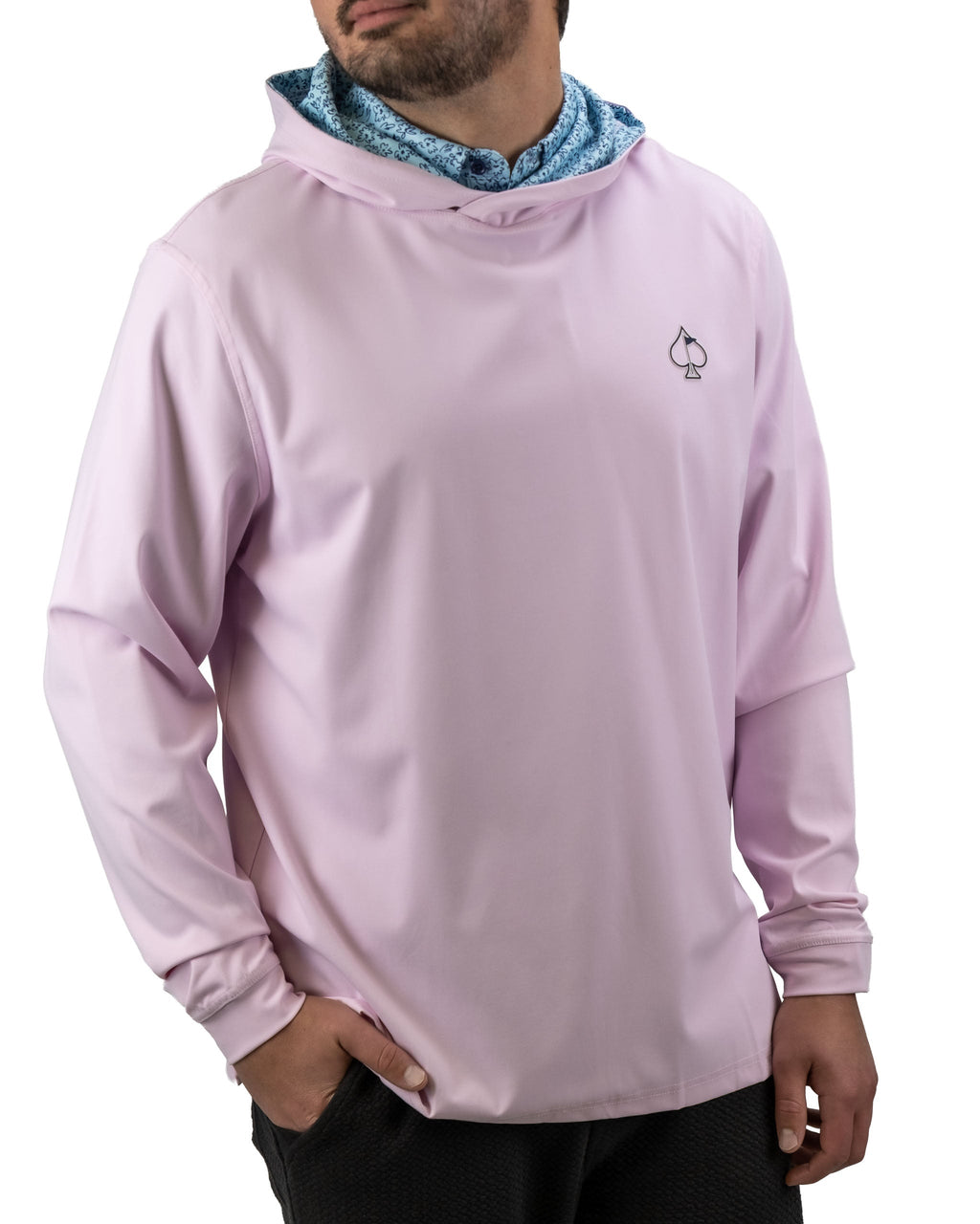 AM1.Performance Golf Hoodie - Flower Doodle Blue