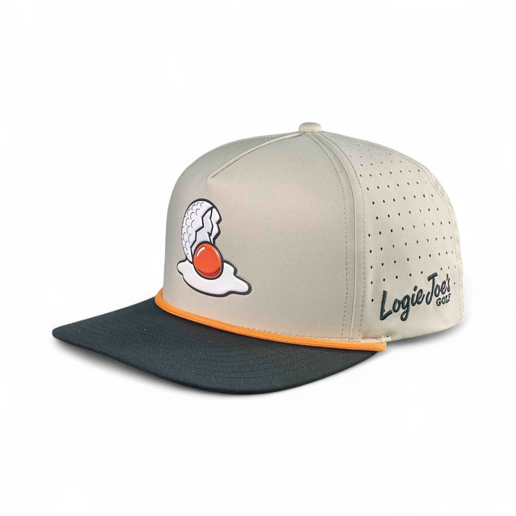 7.1Breakfast Ball Golf Hat | Snapback Cap | Built-in Magnetic Ball Marker Holder + Marker Included | Breakfast Ball | Adjustable | Mulligan Tan