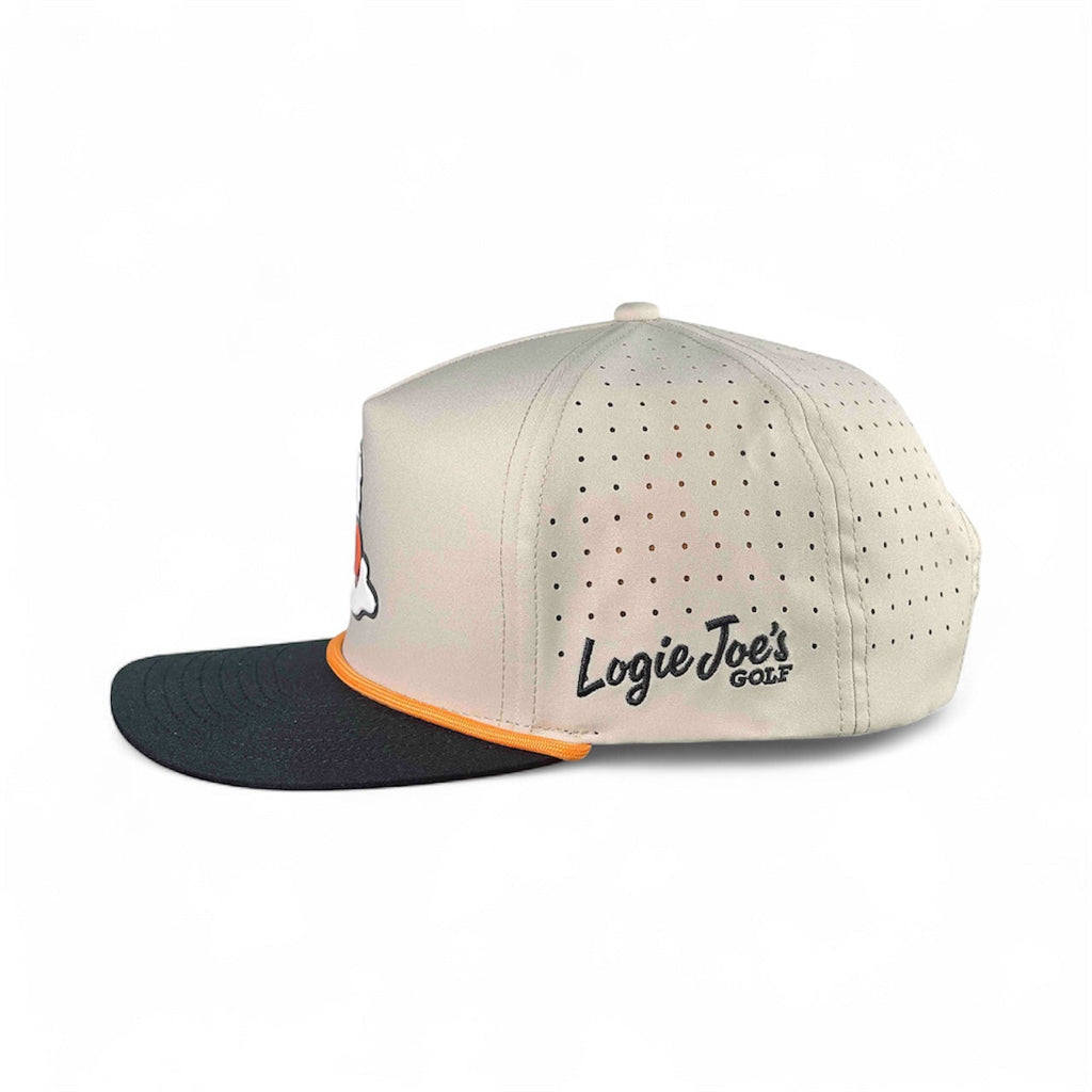 7.1Breakfast Ball Golf Hat | Snapback Cap | Built-in Magnetic Ball Marker Holder + Marker Included | Breakfast Ball | Adjustable | Mulligan Tan