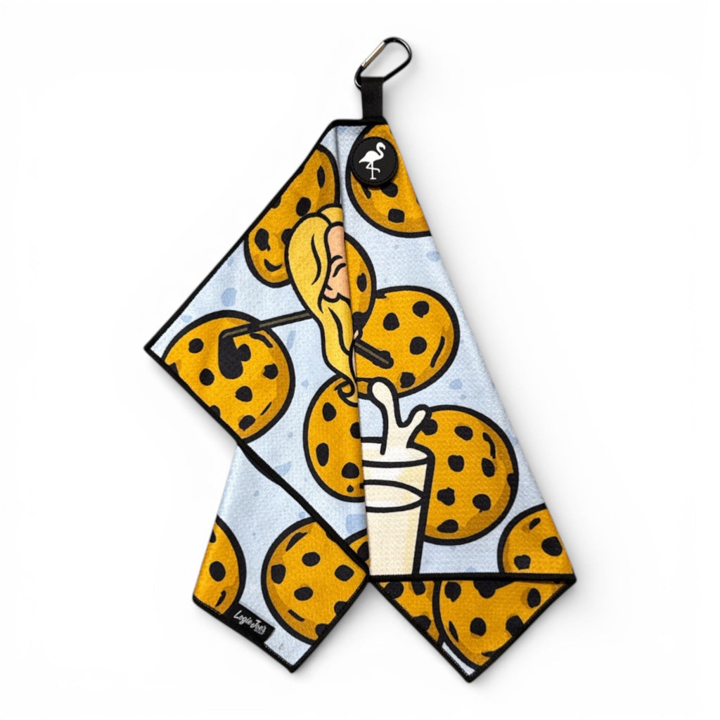 3.1Milk & Cookies Golf Towel | Premium Double-Sided Microfiber | Heavy-Duty Magnetic Towel with Carabiner Clip | 24 x 16 in | Cart Girl