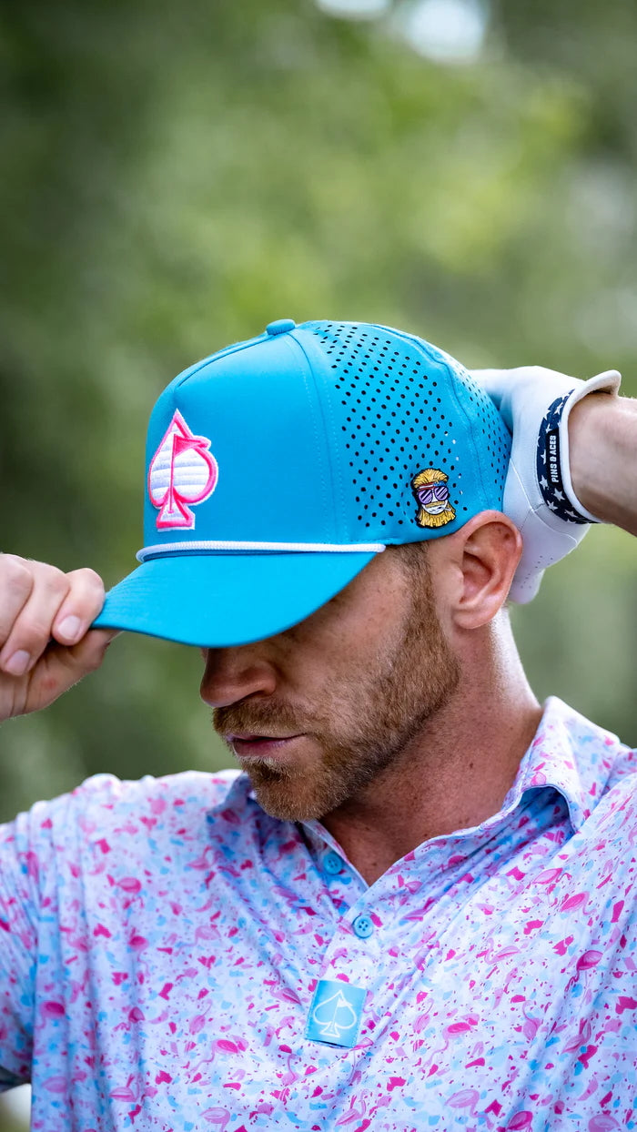 A.Perforated Rope Hat - Baby Blue