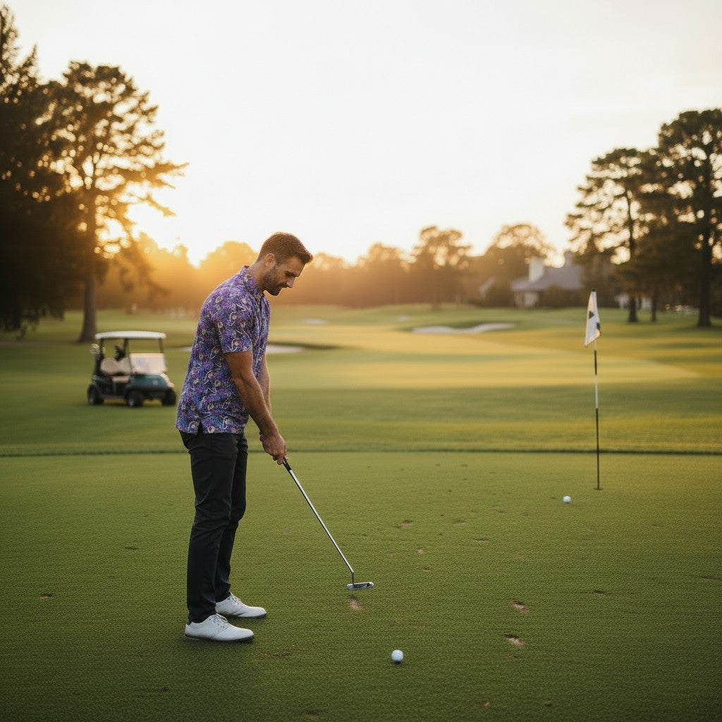AM.Men's Purple Haze Golf Polo | Moisture-Wicking Performance Stretch Golf Shirt