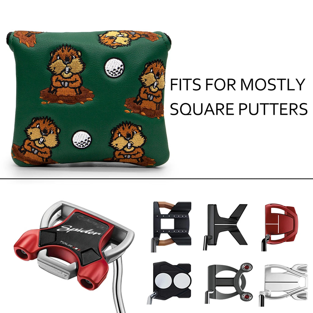 Green Leather Groundhog Golf Driver Fairway Wood Hybrid/UT  Headcover Club Head Cover High Quality Embroidery