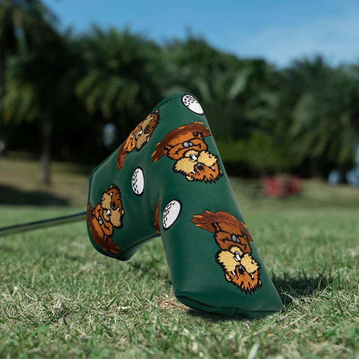 Green Leather Groundhog Golf Driver Fairway Wood Hybrid/UT  Headcover Club Head Cover High Quality Embroidery