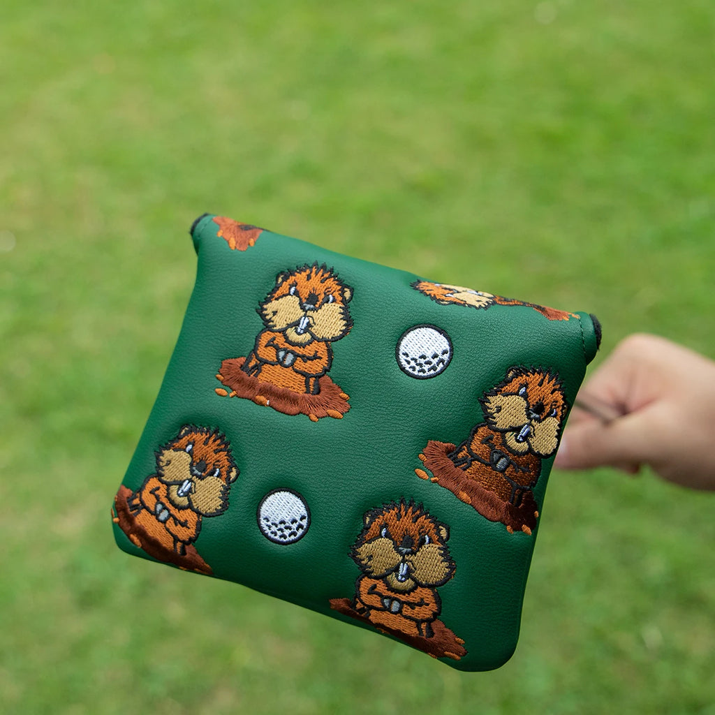 Green Leather Groundhog Golf Driver Fairway Wood Hybrid/UT  Headcover Club Head Cover High Quality Embroidery