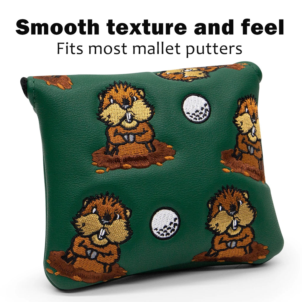 Green Leather Groundhog Golf Driver Fairway Wood Hybrid/UT  Headcover Club Head Cover High Quality Embroidery