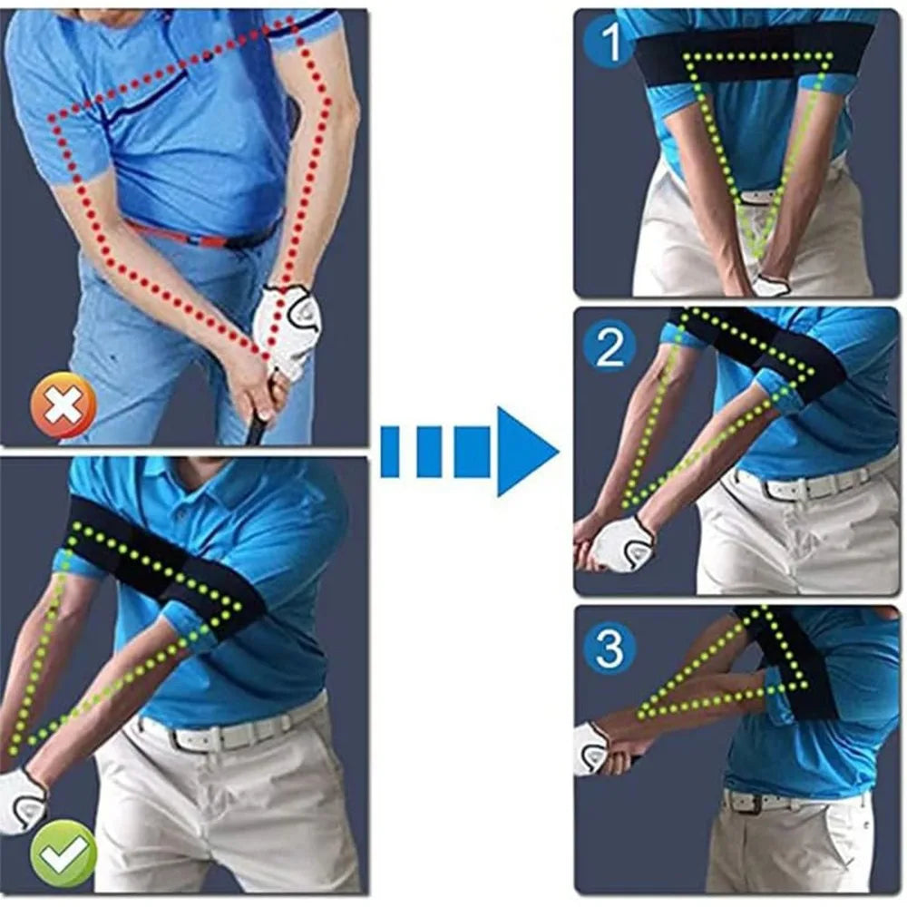 1.Golf Swing Training Aids Band Swing Gesture Alignment Bent-Arm Alertness Trainer and Posture Corrector Beginner Practice Tool