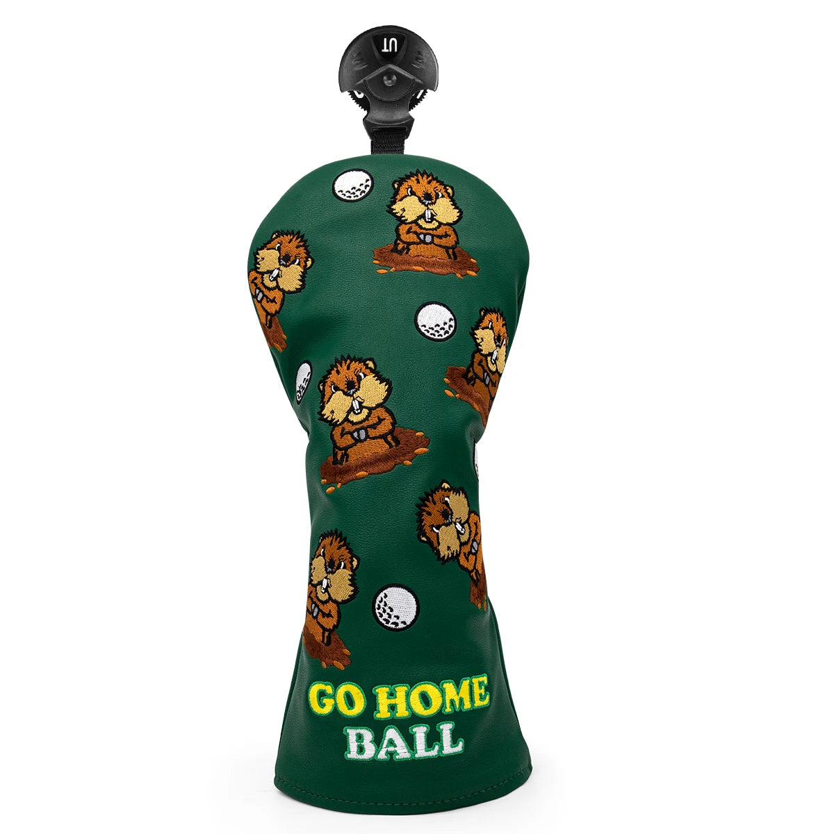 3.Green Leather Groundhog Golf Driver Fairway Wood Hybrid/UT  Headcover Club Head Cover High Quality Embroidery
