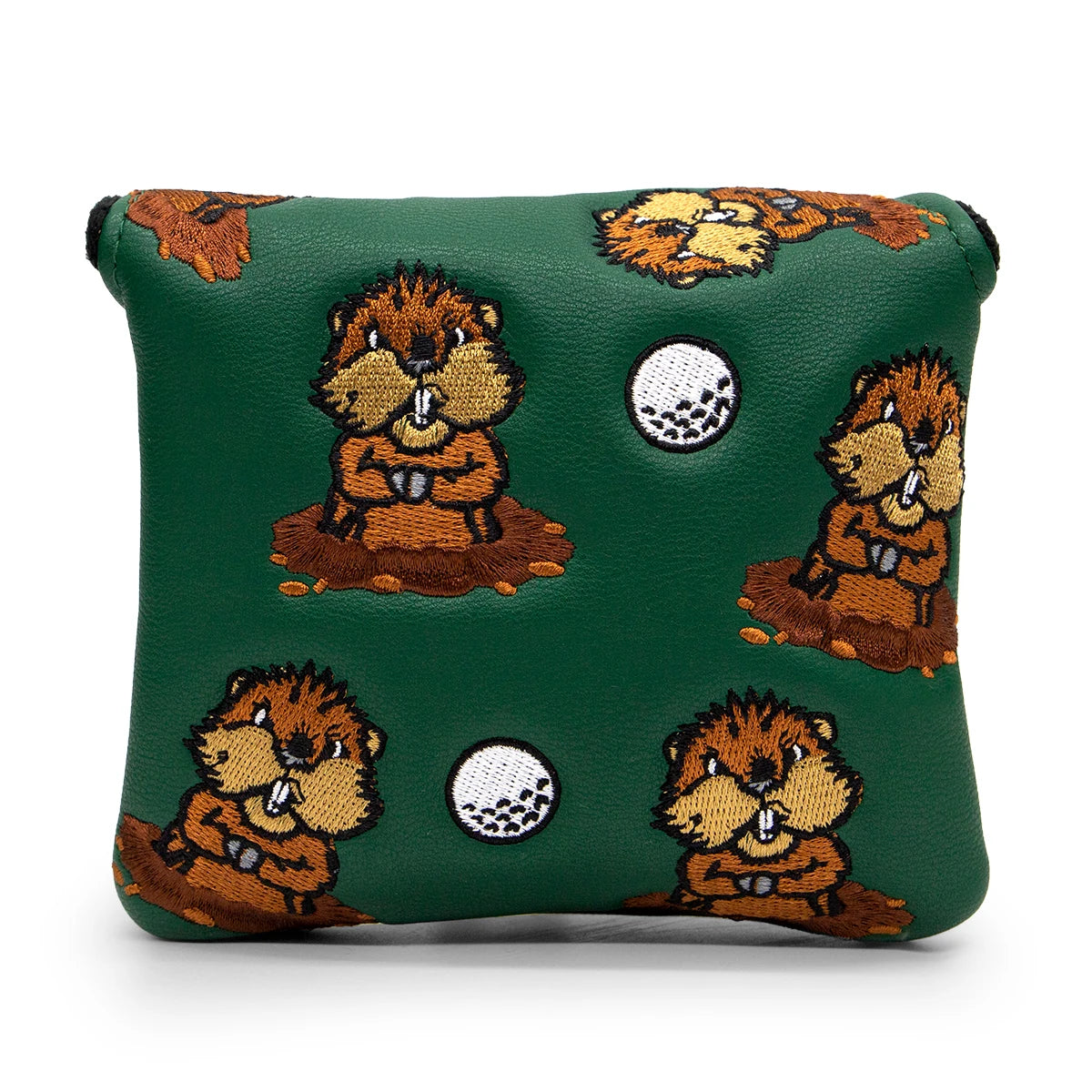 3.Green Leather Groundhog Golf Driver Fairway Wood Hybrid/UT  Headcover Club Head Cover High Quality Embroidery