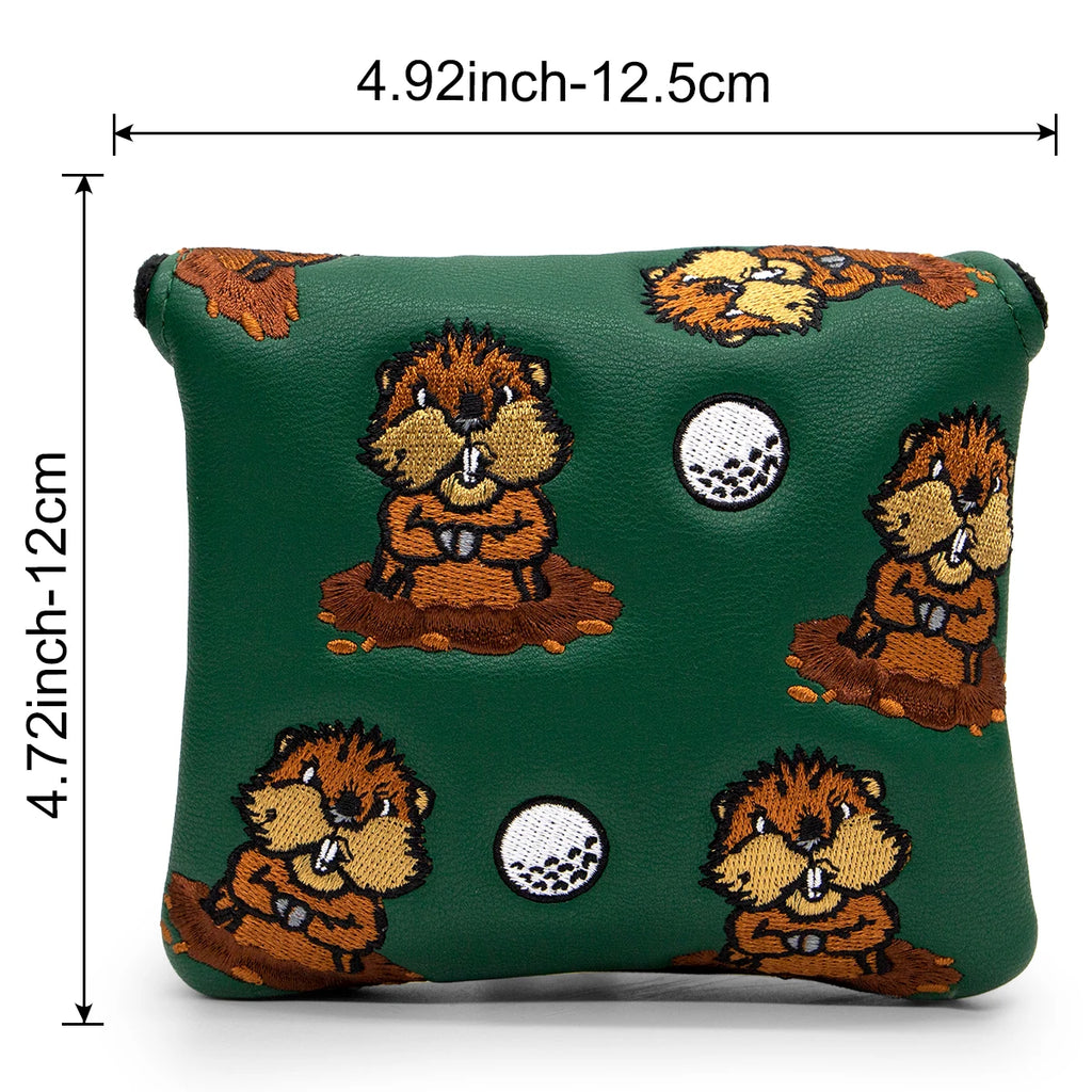 Green Leather Groundhog Golf Driver Fairway Wood Hybrid/UT  Headcover Club Head Cover High Quality Embroidery