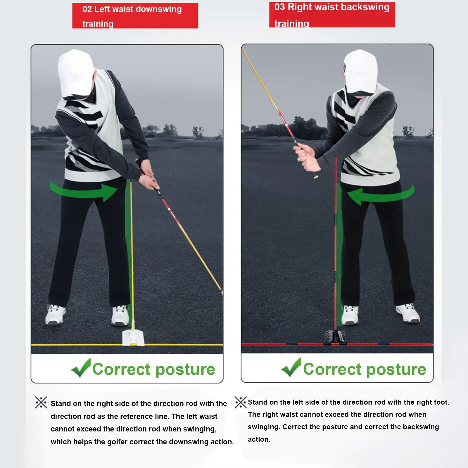 1.Golf Alignment Sticks Training Aid Portable Swing Plane Corrector with Adjustable Angle Stance Trainer for Sports Lover Practice