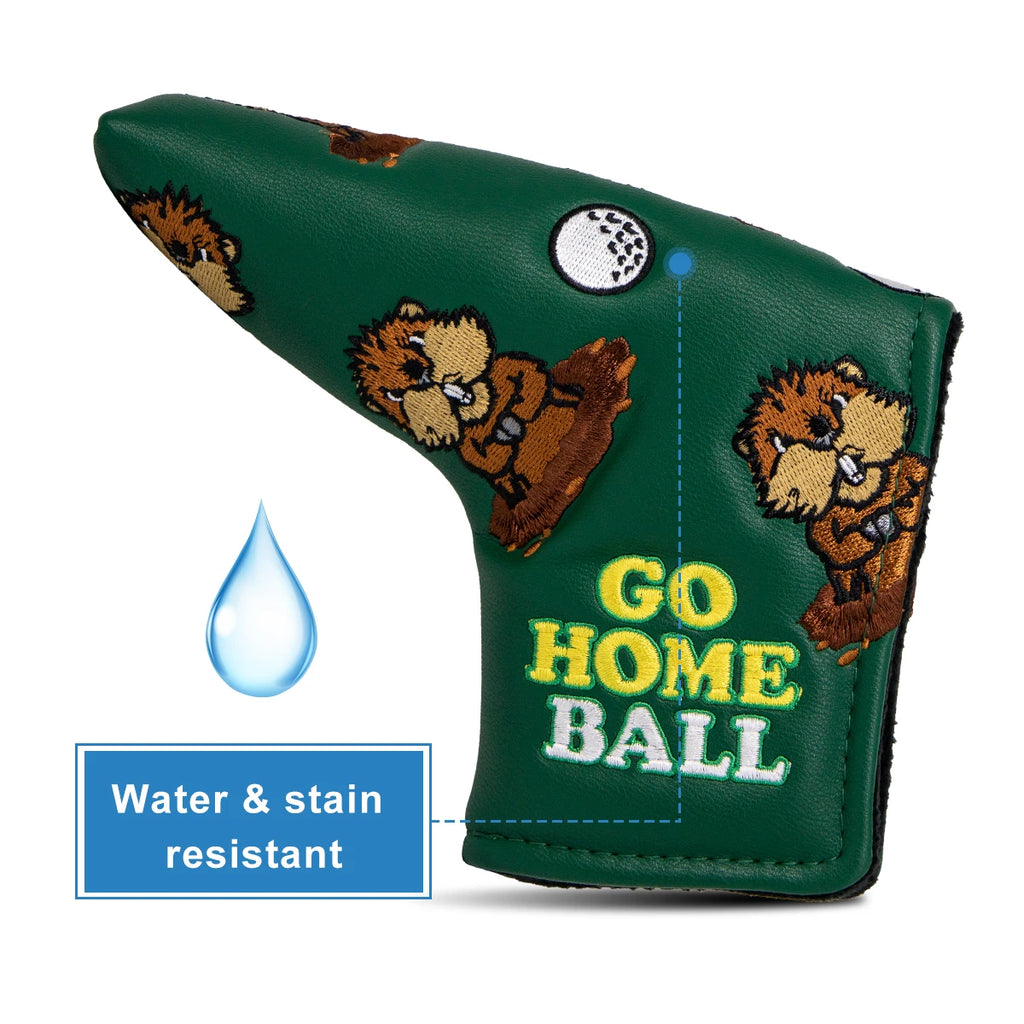 Green Leather Groundhog Golf Driver Fairway Wood Hybrid/UT  Headcover Club Head Cover High Quality Embroidery