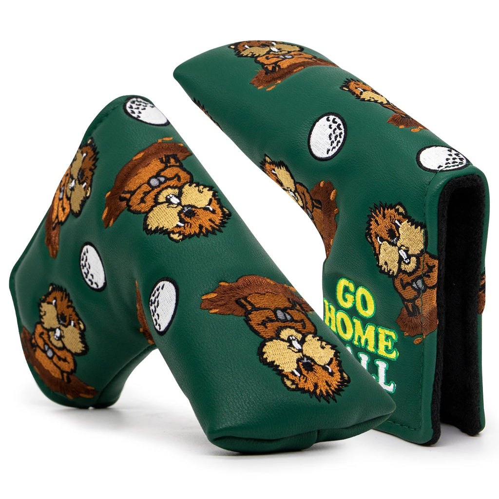 Green Leather Groundhog Golf Driver Fairway Wood Hybrid/UT  Headcover Club Head Cover High Quality Embroidery