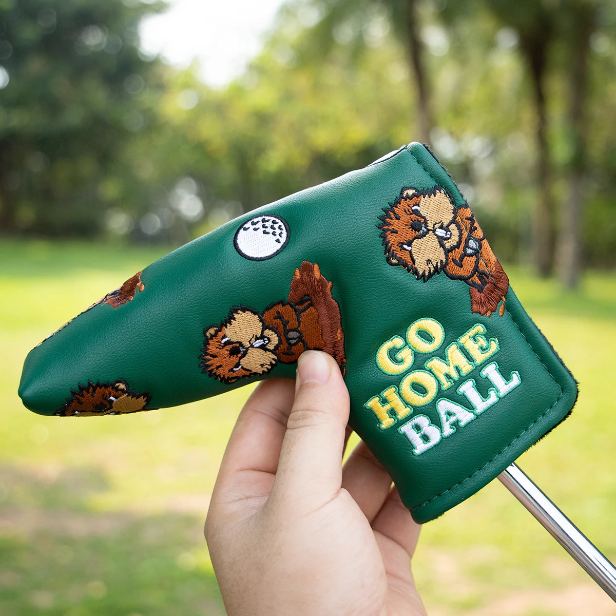 Green Leather Groundhog Golf Driver Fairway Wood Hybrid/UT  Headcover Club Head Cover High Quality Embroidery