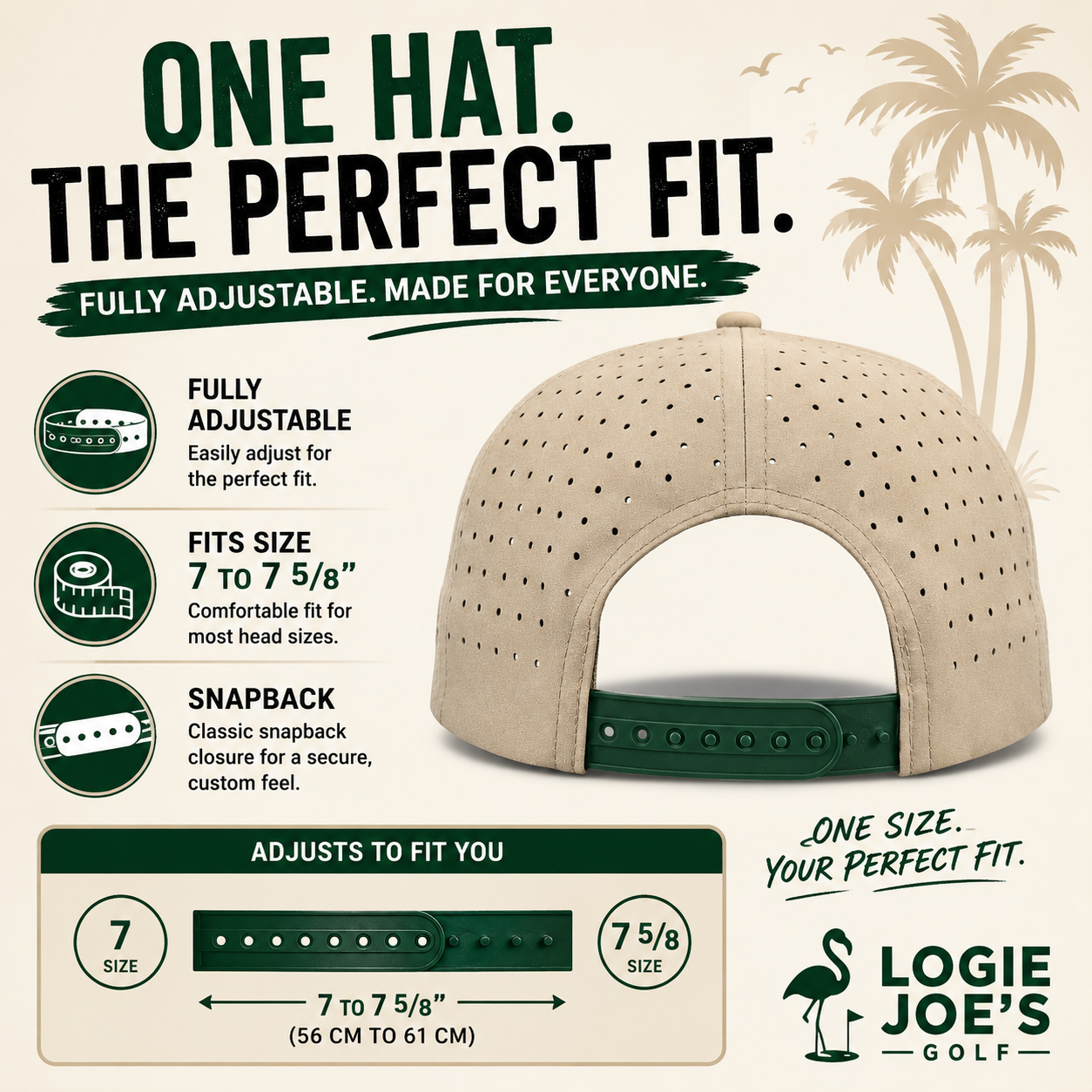 A.Crab Trap Golf Hat | Snapback Cap | Built-in Magnetic Ball Marker Holder + Marker Included | Adjustable | One Size