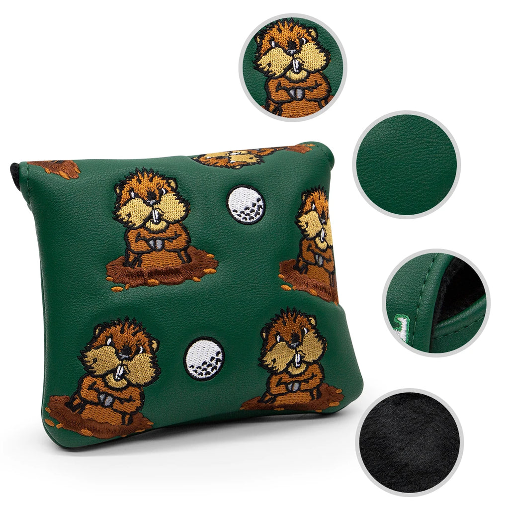 Green Leather Groundhog Golf Driver Fairway Wood Hybrid/UT  Headcover Club Head Cover High Quality Embroidery