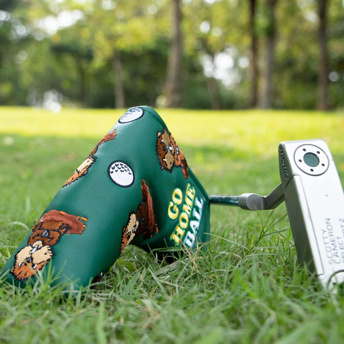 Green Leather Groundhog Golf Driver Fairway Wood Hybrid/UT  Headcover Club Head Cover High Quality Embroidery