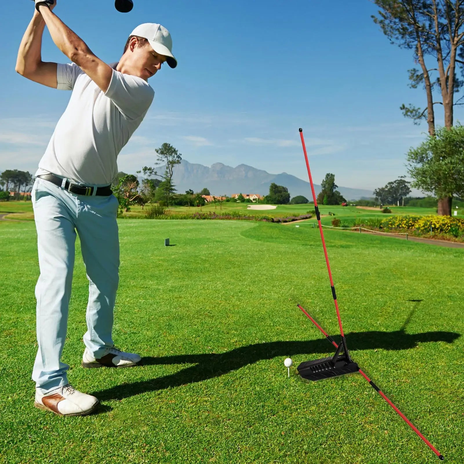 1.Golf Alignment Sticks Training Aid Portable Swing Plane Corrector with Adjustable Angle Stance Trainer for Sports Lover Practice