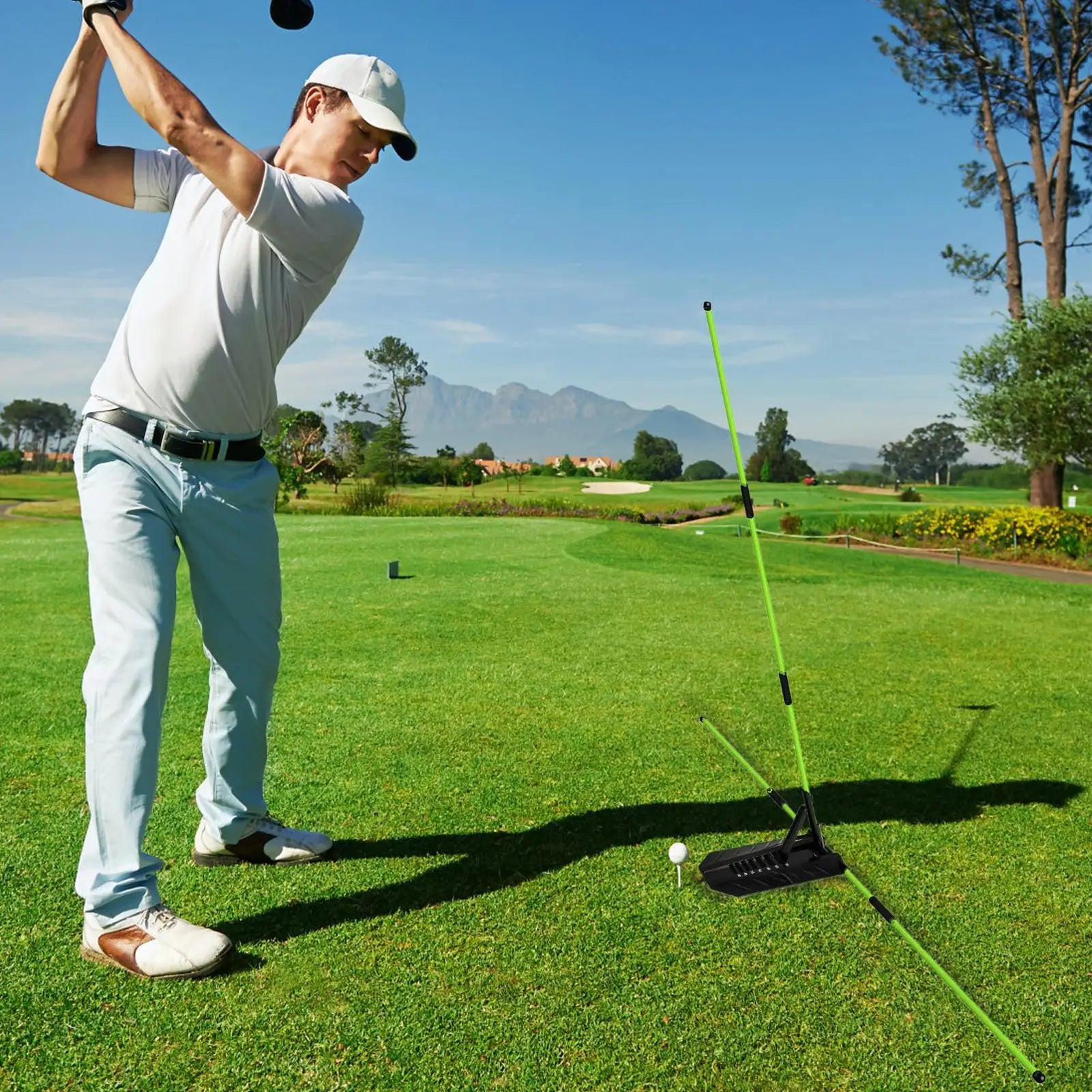 1.Golf Alignment Sticks Training Aid Portable Swing Plane Corrector with Adjustable Angle Stance Trainer for Sports Lover Practice
