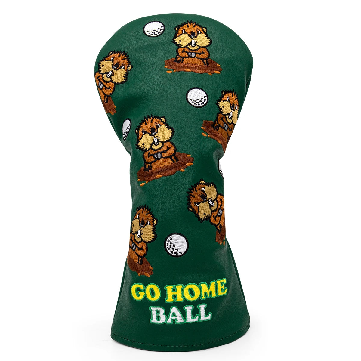 3.Green Leather Groundhog Golf Driver Fairway Wood Hybrid/UT  Headcover Club Head Cover High Quality Embroidery