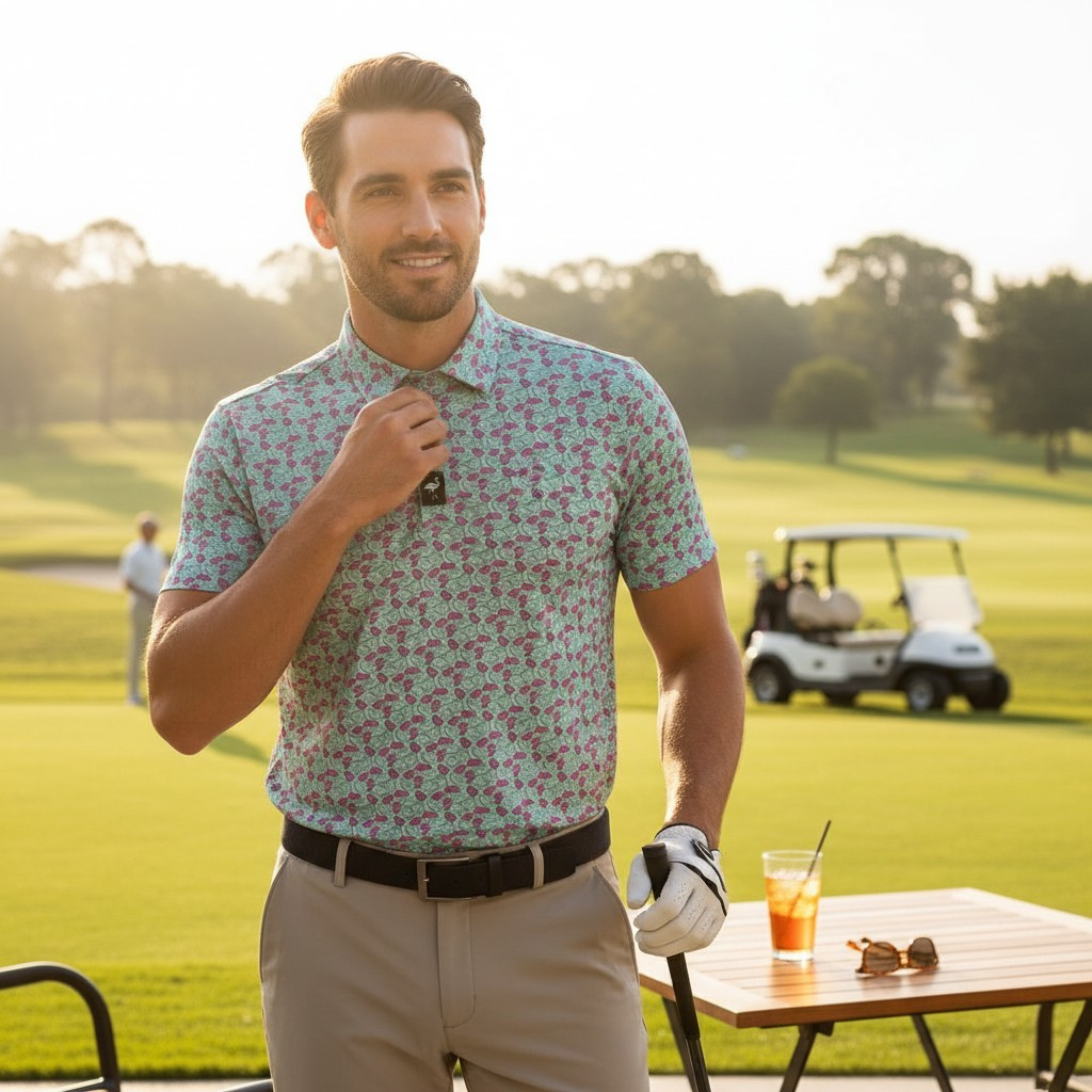 AM.Men's Frosted Animal Cookies Golf Polo | Moisture-Wicking Performance Stretch Golf Shirt