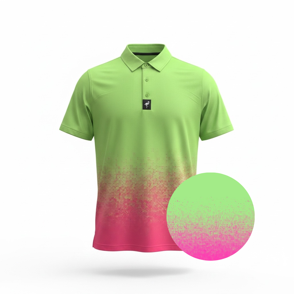 AM.Men's Watermelon Sunset Golf Polo | Performance Stretch Golf Shirt | Moisture-Wicking Athletic Polo