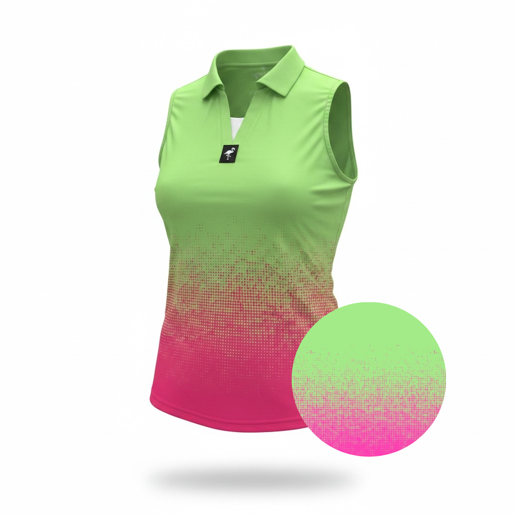 7.Women's Watermelon Sunset Golf Polo | Performance Stretch Golf Shirt | Moisture-Wicking Athletic Polo
