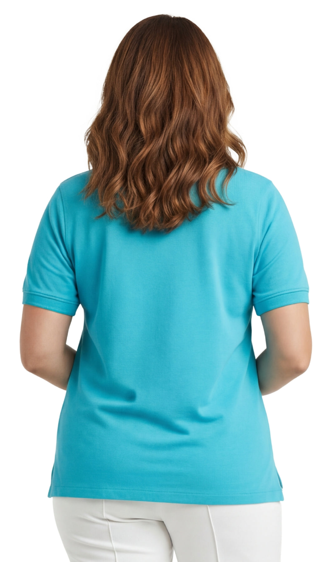 7.Women's Short Sleeve Pique Knit Polo Shirt — Relaxed Fit Cotton Blend