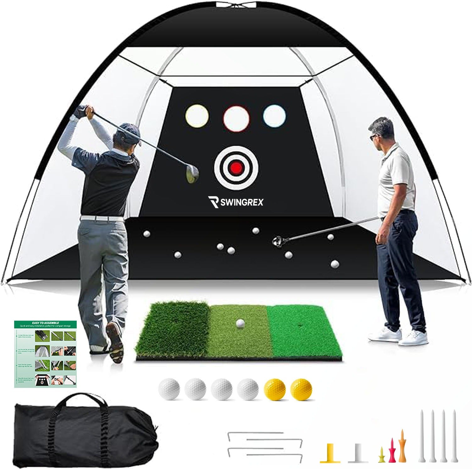 1.SwingRex 10x7 Golf Practice Net – Golf Hitting Net for Backyard & Garage