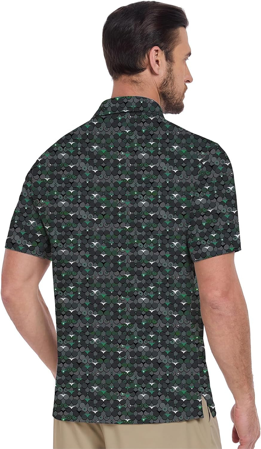 Men'S Golf Shirts Short Sleeve Moisture Wicking Performance Print Patterns Casual Collared Golf Polo Shirt for Men