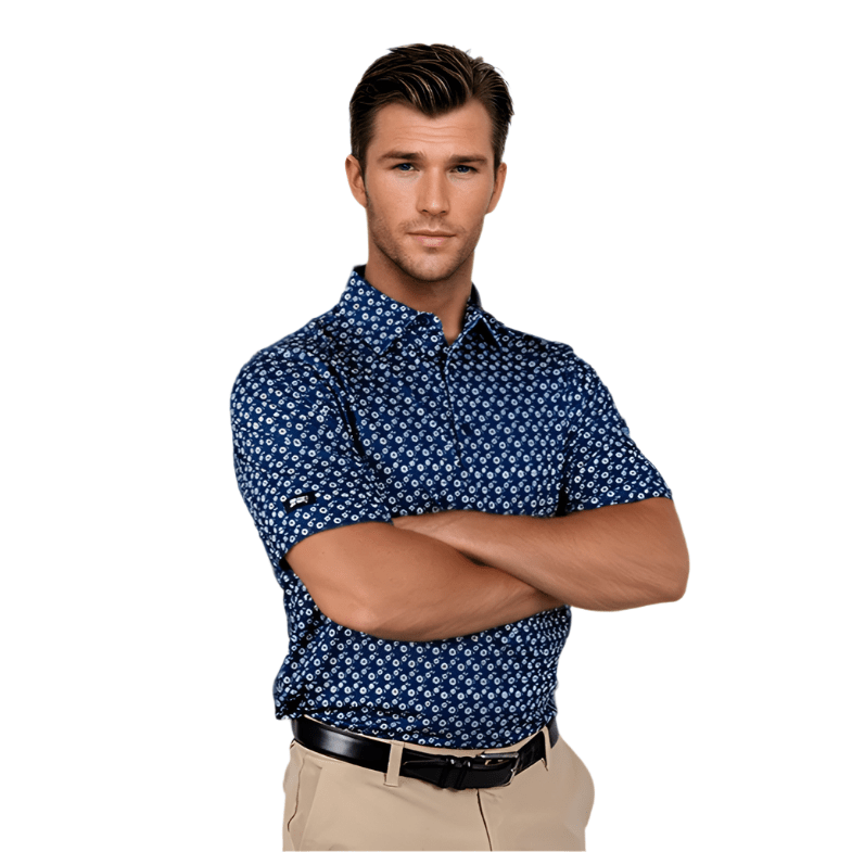 7.Blue Floral Men's Polo