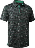 Men'S Golf Shirts Short Sleeve Moisture Wicking Performance Print Patterns Casual Collared Golf Polo Shirt for Men
