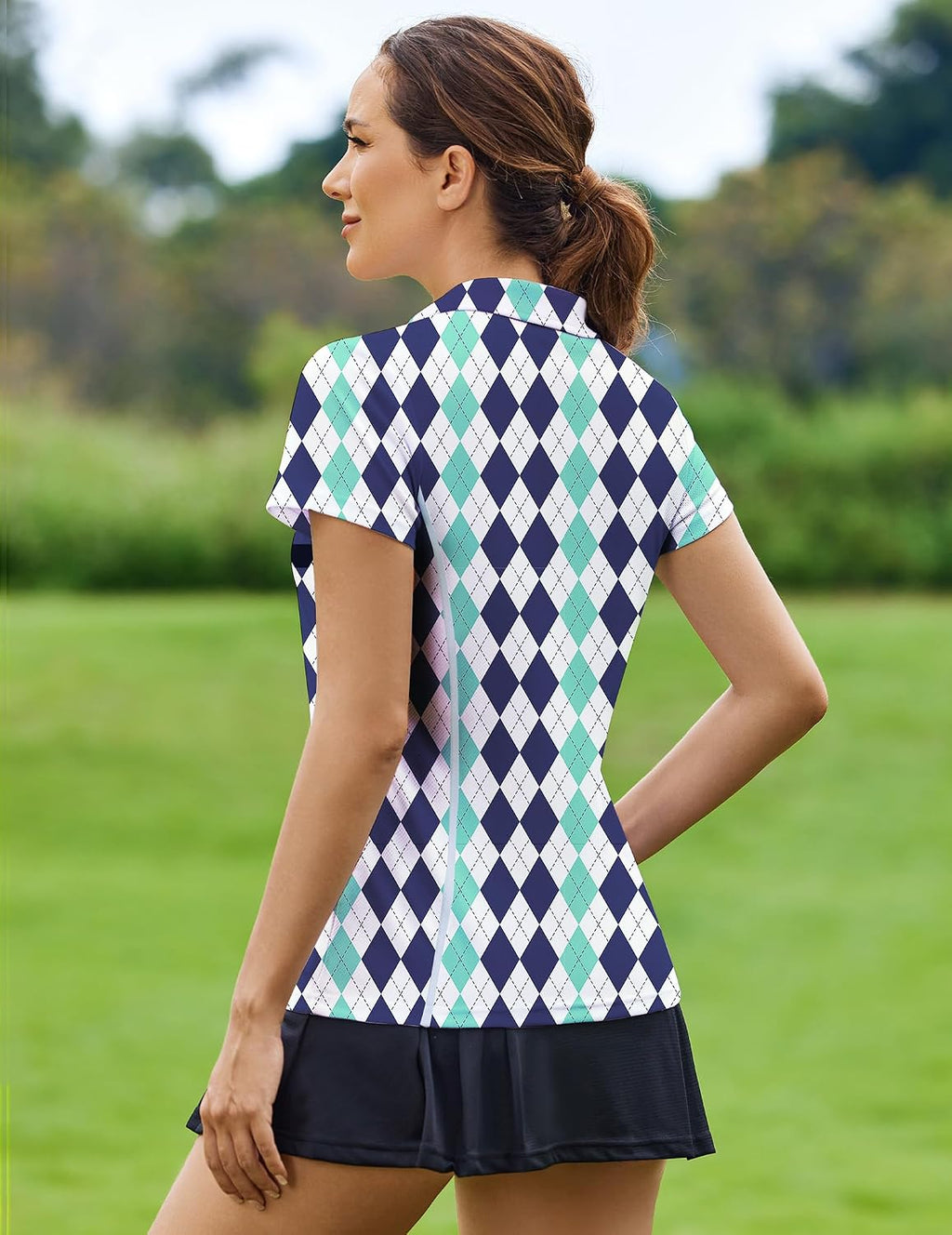 Womens Golf Shirt Short Sleeve Polo Shirts Quick Dry Tennis Tops V-Neck with Collar Pickleball Shirts Golf Outfits
